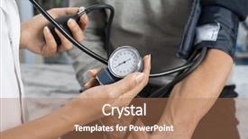  Presentation with measuring blood pressure in haitian - Audience pleasing PPT layouts consisting of holding gauge while measuring blood backdrop and a  colored foreground