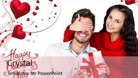  Presentation with valentines day - Colorful presentation theme enhanced with holding gift against happy valentine backdrop and a coral colored foreground