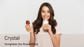  Presentation with white milk - Amazing PPT theme having holding glass of milk backdrop and a coral colored foreground