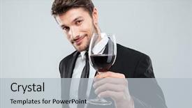  Presentation with white wine and red - PPT layouts with holding glass of red wine background and a light gray colored foreground