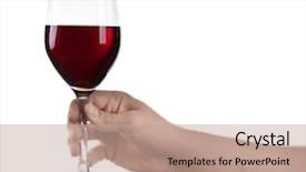  Presentation with glass - PPT theme having holding glass of red wine background and a coral colored foreground