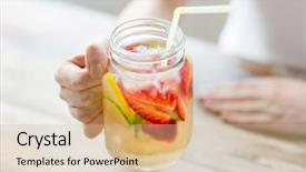  Presentation with fruit water - Slide deck enhanced with holding glass with fruit water background and a soft green colored foreground