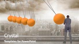  Presentation with thinking - Audience pleasing presentation theme consisting of holding glasses against newtons cradle backdrop and a gray colored foreground