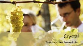  Presentation with wine green - Audience pleasing theme consisting of holding glasses for wine tasting backdrop and a yellow colored foreground