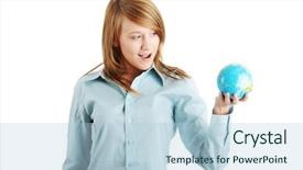  Presentation with teen mom cap and gown holding a baby - Audience pleasing presentation design consisting of holding globe isolated on white backdrop and a  colored foreground