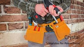  Presentation with power tools - Colorful presentation enhanced with holding gloves and hammer power backdrop and a  colored foreground