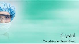  Presentation with compost green earth - Colorful theme enhanced with holding goggles and blurry green backdrop and a arctic colored foreground