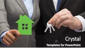  Presentation with green real estate - Amazing slide set having holding green house and key backdrop and a dark gray colored foreground