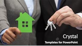  Presentation with green real estate - Beautiful slide deck featuring holding green house and key backdrop and a black colored foreground
