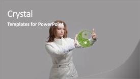  Presentation with young plant - Presentation design featuring holding green plant ying yang background and a  colored foreground