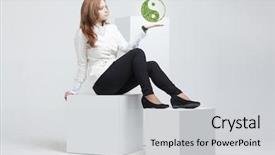  Presentation with green pea plant - Cool new PPT layouts with holding green plant ying yang backdrop and a light gray colored foreground