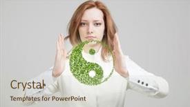  Presentation with young plant - Presentation design consisting of holding green plant ying yang background and a soft green colored foreground