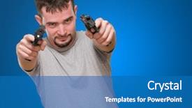  Presentation with gun - Beautiful slides featuring holding gun against a blue backdrop and a teal colored foreground