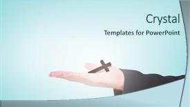  Presentation with hand holding colorful brain sketch - Presentation design featuring holding hand out in presentation background and a  colored foreground