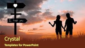  Presentation with hands holding - Theme enhanced with holding hands against sun set background and a tawny brown colored foreground