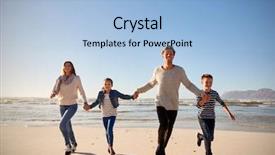  Presentation with holding hands family walking - Colorful PPT theme enhanced with holding hands and running towards backdrop and a light blue colored foreground