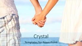  Presentation with romantic beach - Amazing slide set having holding hands couple on beach backdrop and a sky blue colored foreground