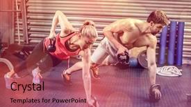  Presentation with crossfit - Colorful PPT theme enhanced with holding hands cross - couple doing push up backdrop and a coral colored foreground