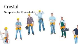  Presentation with digital lady leader - Cool new slides with holding hands cross - digital composite of different carpenters backdrop and a white colored foreground