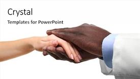  Presentation with handshake - Cool new presentation theme with holding hands different ethnicities - handshake between doctor and patient backdrop and a white colored foreground
