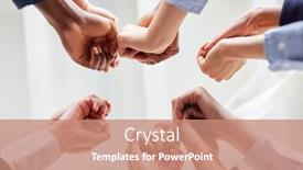  Presentation with motivation - Cool new PPT theme with holding-hands-for-motivation backdrop and a coral colored foreground