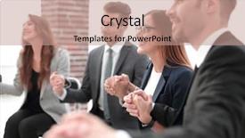  Presentation with hands holding - Presentation design having holding hands in a circle background and a coral colored foreground