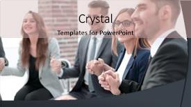  Presentation with hands holding - Cool new PPT theme with holding hands in a circle backdrop and a coral colored foreground