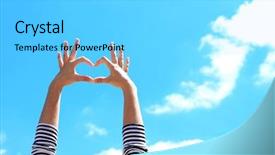  Presentation with hands heart - Slides with holding hands in heart shape background and a light blue colored foreground