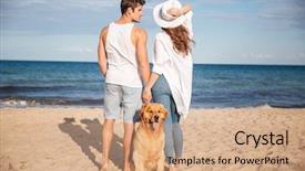  Presentation with holding hands - PPT layouts consisting of holding hands near their dog background and a  colored foreground