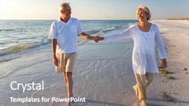  Presentation with senior couple - Cool new presentation theme with holding hands on a deserted backdrop and a gray colored foreground