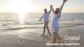  Presentation with tropical beach sunset - Theme featuring holding hands on a deserted background and a gray colored foreground