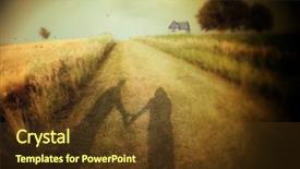  Presentation with hands holding - Presentation theme having holding hands on a farm background and a tawny brown colored foreground