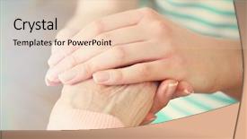  Presentation with holding hands old young - Amazing PPT layouts having holding hands on light background backdrop and a  colored foreground