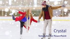  Presentation with holding hands - PPT theme having holding hands on skating rink background and a sky blue colored foreground