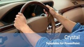  Presentation with holding hands - Amazing PPT theme having holding hands on steering wheel backdrop and a teal colored foreground