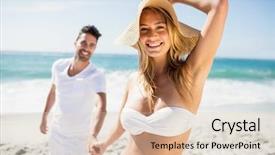  Presentation with hands holding a tree - Cool new PPT theme with holding hands on the beach backdrop and a lemonade colored foreground