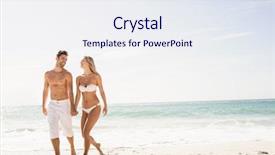  Presentation with holding hands old young - Cool new slides with holding hands on the beach backdrop and a sky blue colored foreground