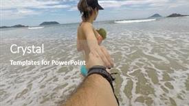  Presentation with hands holding - PPT layouts enhanced with holding hands on the beach background and a gray colored foreground