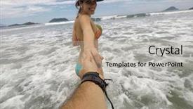  Presentation with couples holding hands - PPT theme consisting of holding hands on the beach background and a light gray colored foreground
