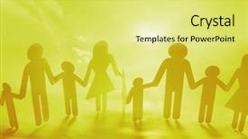  Presentation with holding hands family walking - PPT layouts with holding hands on yellow background background and a yellow colored foreground