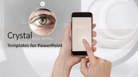  Presentation with digital identity - Slide deck consisting of holding hands recognition - digital composite of hand touching background and a mint green colored foreground