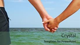  Presentation with recognition - Presentation theme having holding hands recognition - people in love background and a  colored foreground