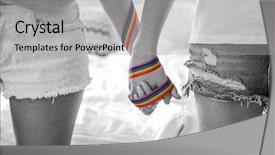  Presentation with family holding hands - Slides enhanced with holding hands together with rainbow background and a light gray colored foreground