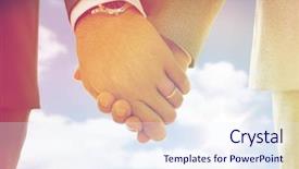  Presentation with wedding but not for love - Presentation with holding hands with wedding rings background and a sky blue colored foreground