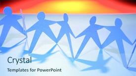  Presentation with holding people in hands - PPT theme having integrated circuits - many electrical components background and a ocean colored foreground.