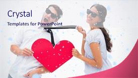  Presentation with falling snow - Slides having holding heart against snow falling background and a sky blue colored foreground