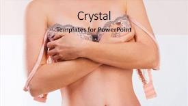  Presentation with female pelvic anatomy - PPT theme having holding her breasts wearing pinkish background and a coral colored foreground