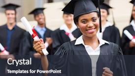  Presentation with diploma - Slides enhanced with holding her diploma at ceremony background and a tawny brown colored foreground