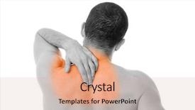  Presentation with back pain - Presentation theme consisting of holding his back in pain background and a soft green colored foreground