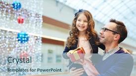  Presentation with an open gift box - PPT layouts consisting of holding his daughter with gift background and a lemonade colored foreground